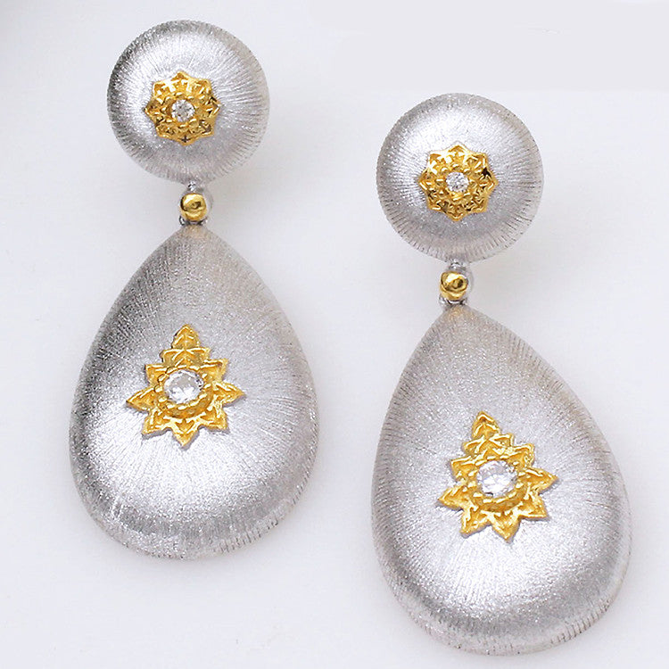 Creative 925 Silver Brushed Star Earrings