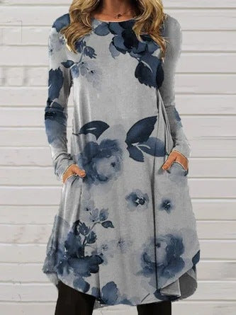 Women's Autumn Mid-skirt Street Hipster Print Dress