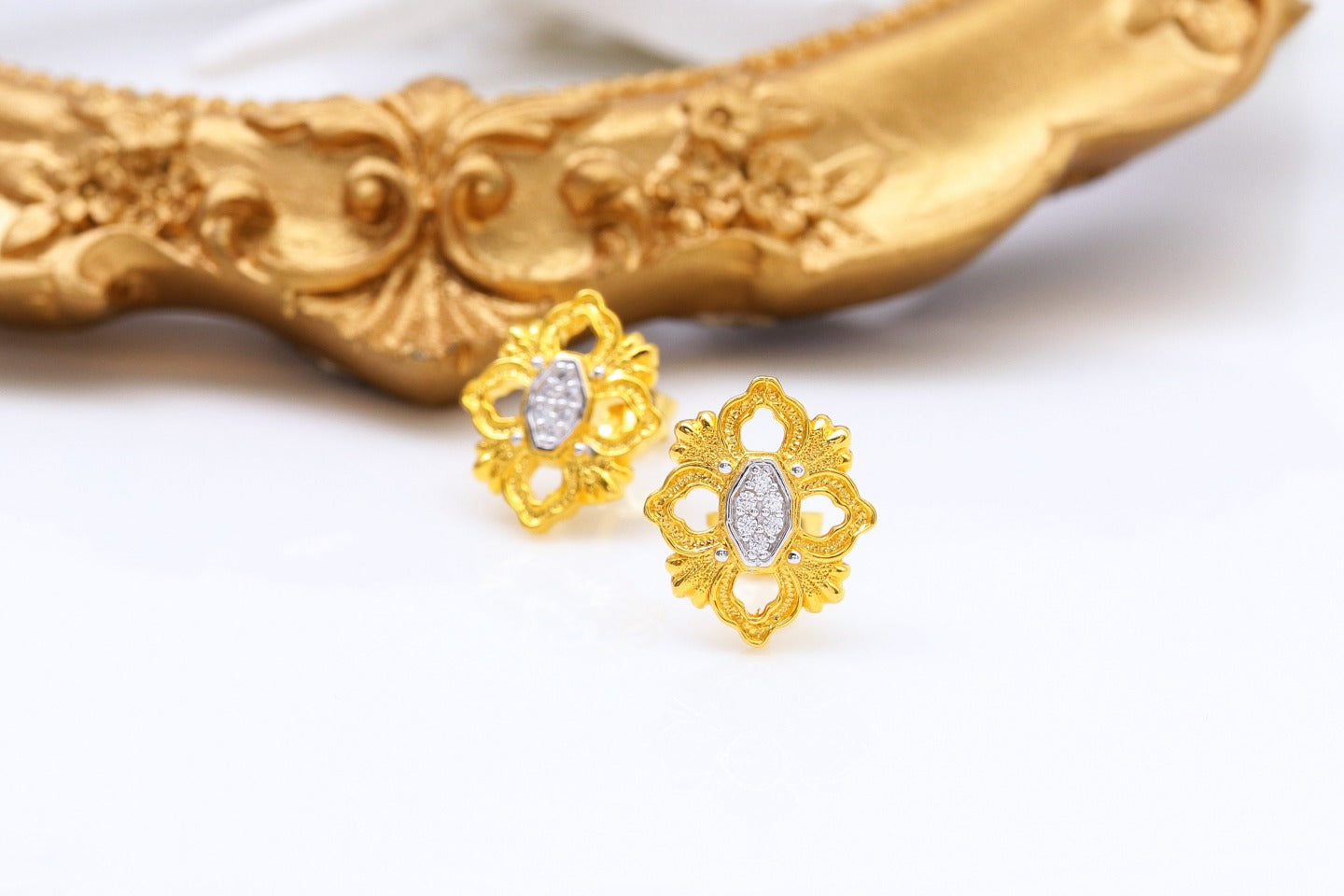 Creative 925 Silver Gold Single Flower Stud Earrings