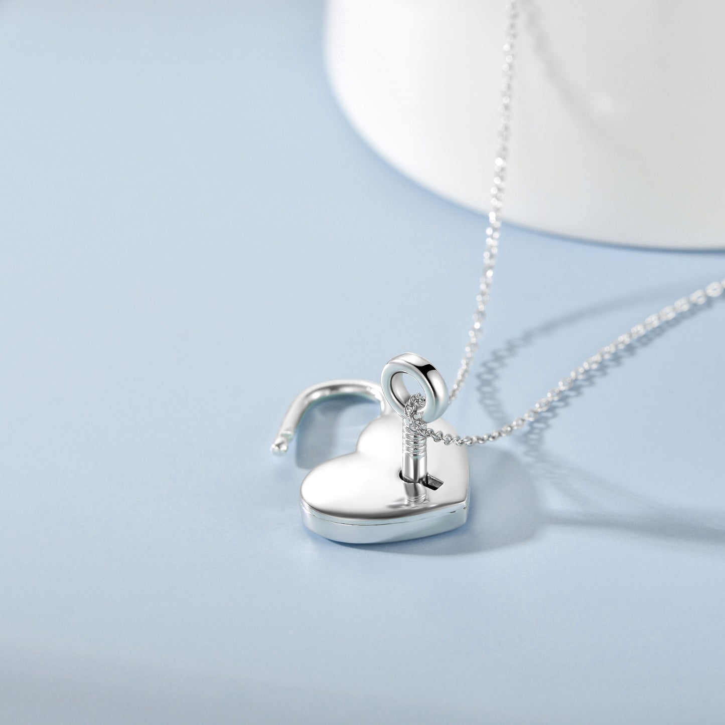 Heart Lock 925 Sterling Silver  Key Pendant Padlock Necklace For Womens Teens Lover Egirls