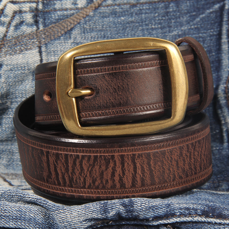 Men's Vintage Cowhide Pin Buckle Leather Men's Jeans Belt