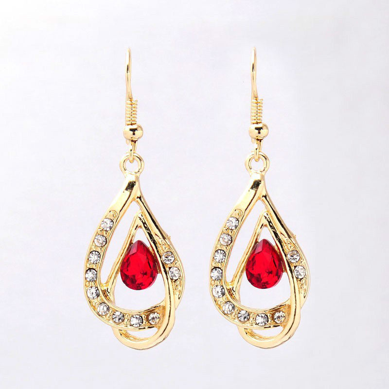 Double Drop Crystal Earrings Necklace