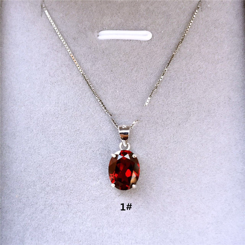 Natural Burgundy Gemstone Mozambique Garnet Pendant Female