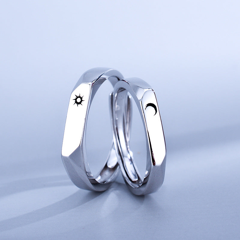 Simple Sterling Silver Light Luxury Male And Female Student Pair Rings