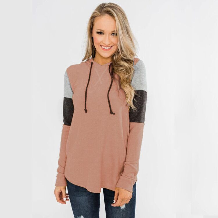 Top Loose Design Hoodie Long-sleeved Contrast Sweater