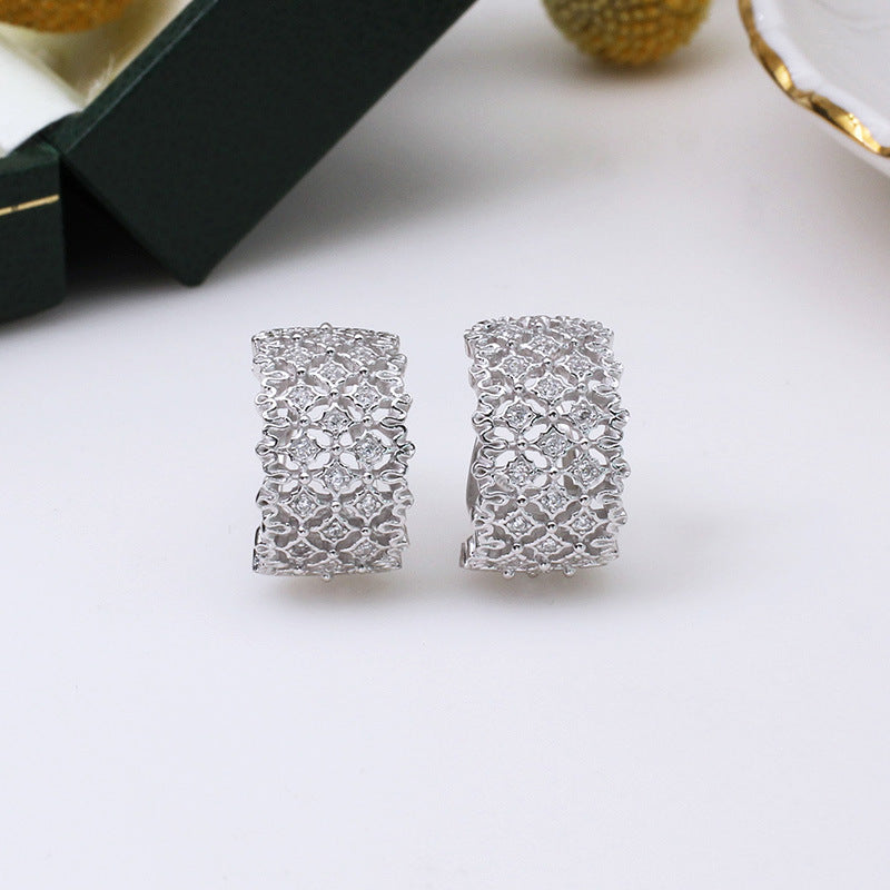 Hollow Vintage S925 Silver Stud Earrings