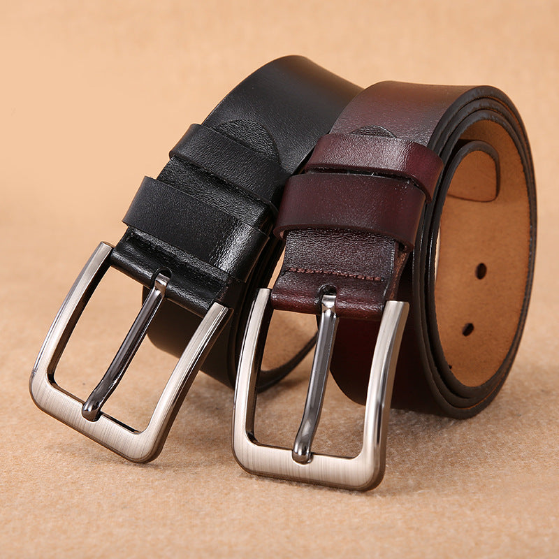 Men's Pin Buckle Belt Trend Casual Retro Lengthened Pure Cowhide