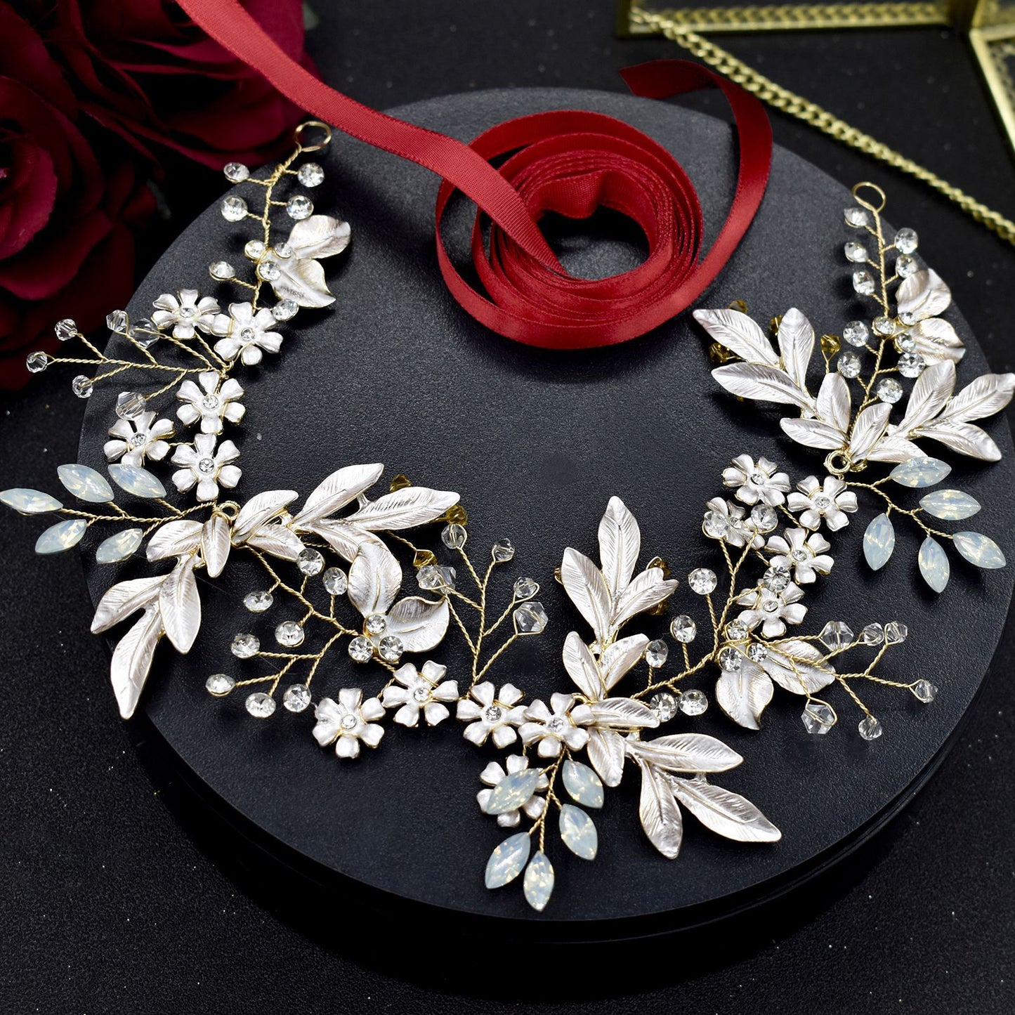 European And American Handmade Flower Rhinestone Alloy Leaf Waist Chain