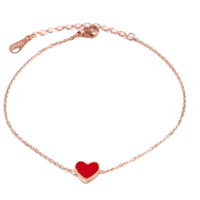 Love Double-sided Rose Gold Titanium Steel Anklet