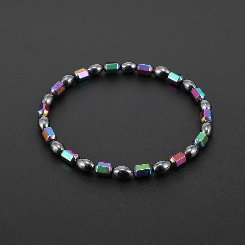 Magnetic Oval Bead Black Magnet Electroplating AB Color Anklet