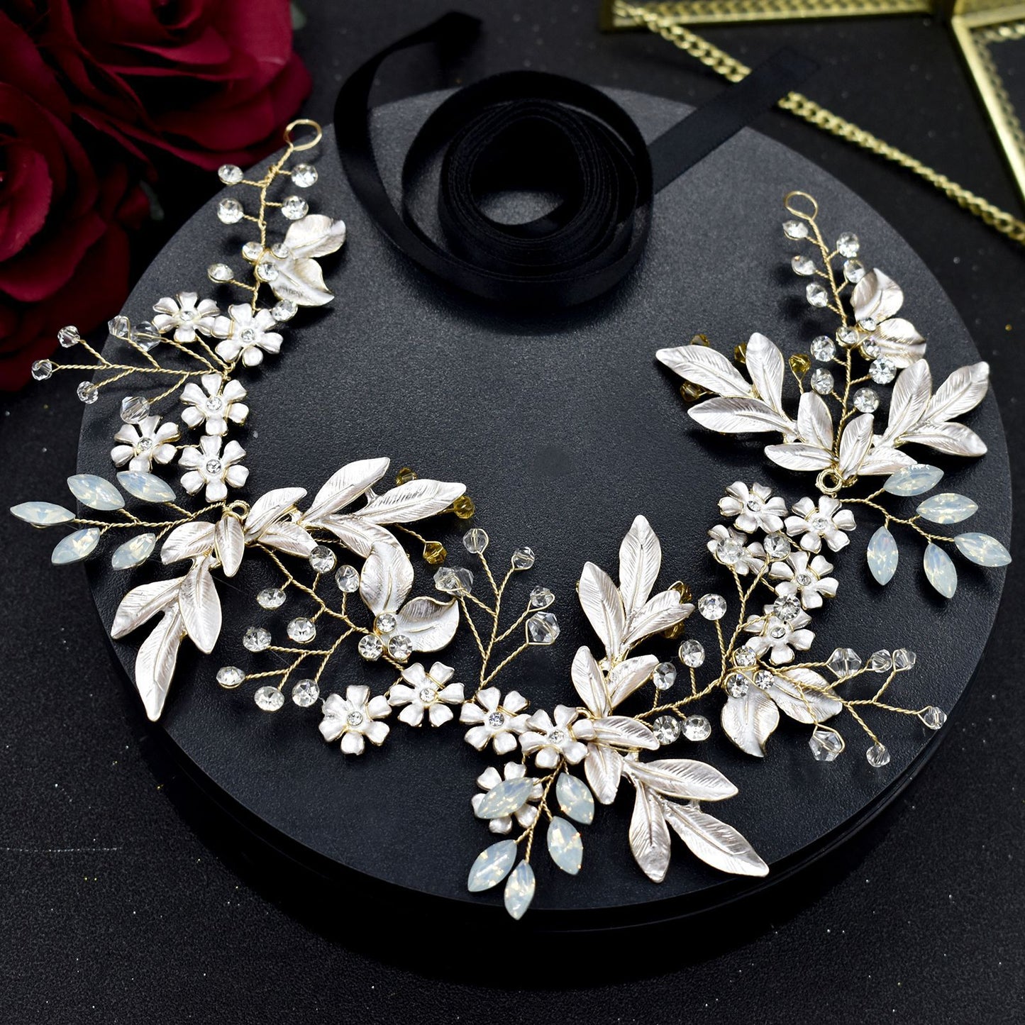 European And American Handmade Flower Rhinestone Alloy Leaf Waist Chain