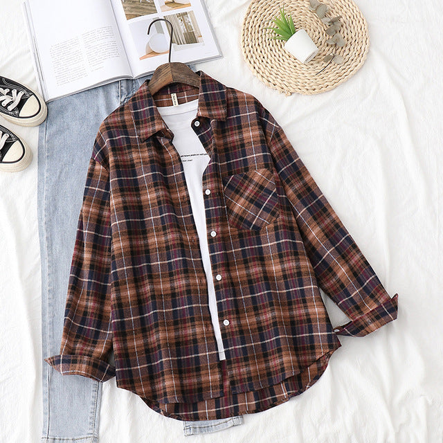 Long Sleeve Loose Blouse Mid-length Shirt Jacket