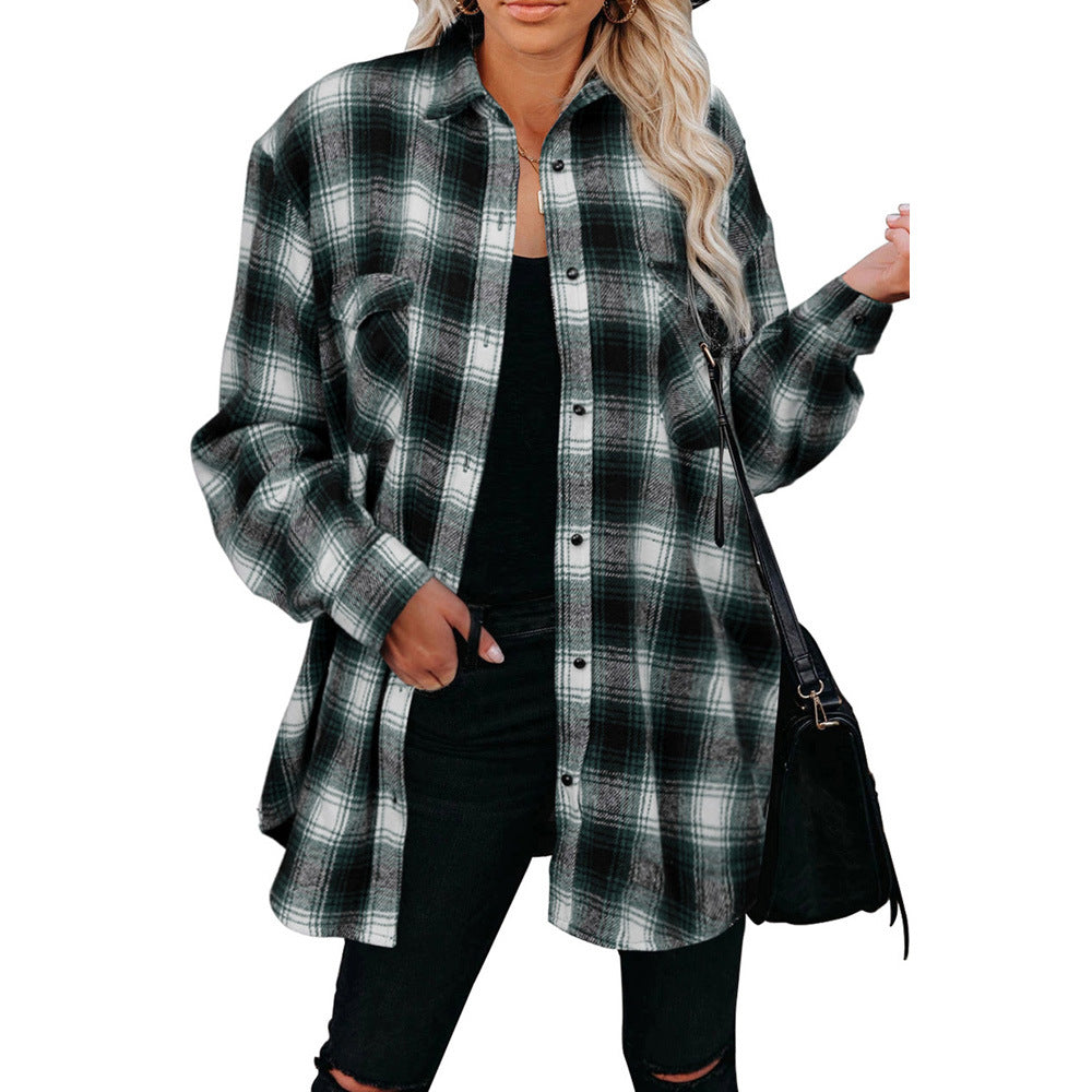 Mid-length Loose-collar Cardigan Shirt