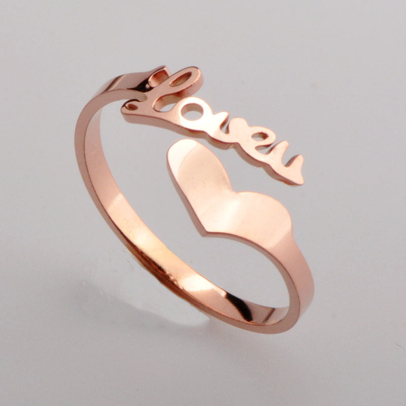 Heart-shaped Rose Gold Titanium Steel Ring For Women Couple Rings Little Finger Ring