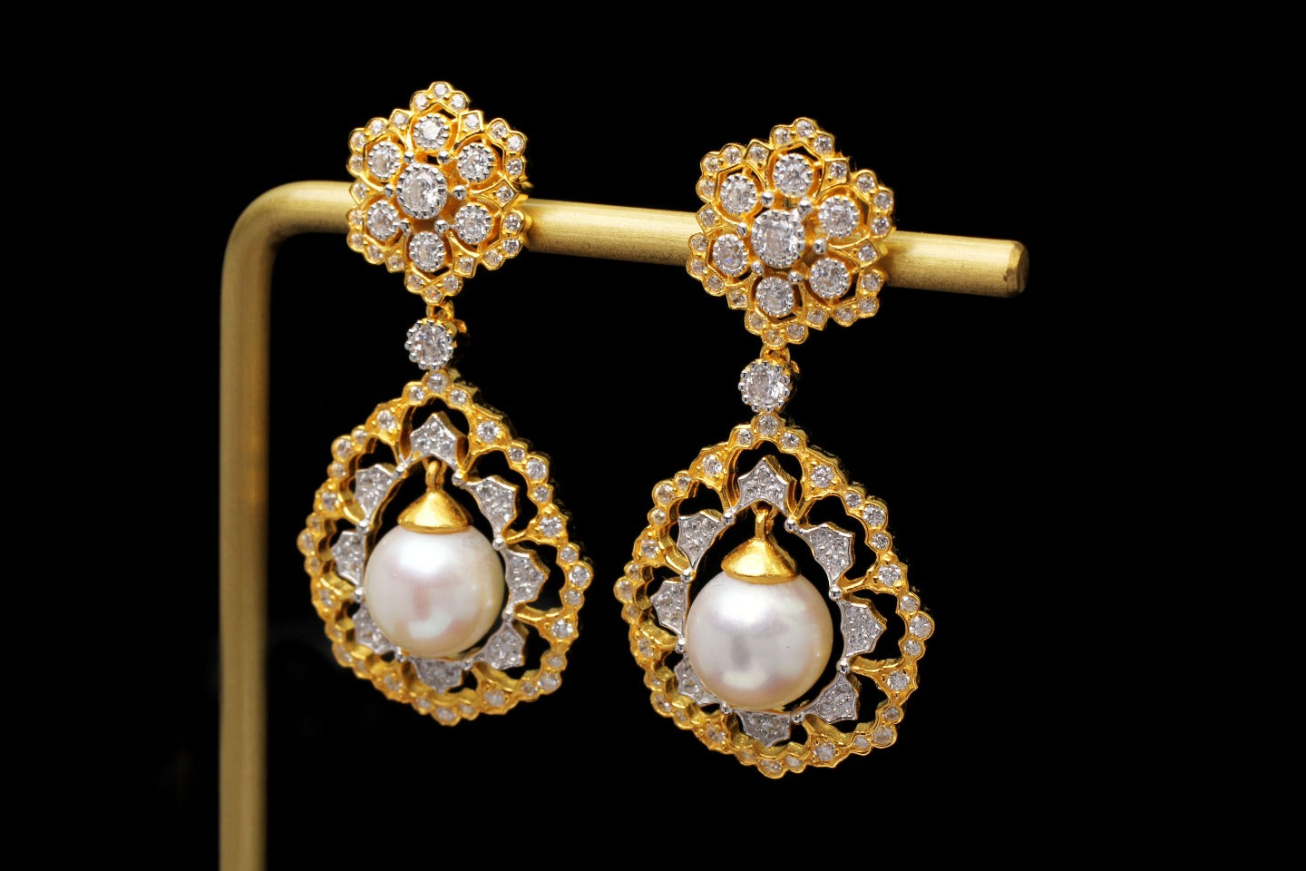 Light Luxury 925 Silver Gold Bead Earrings