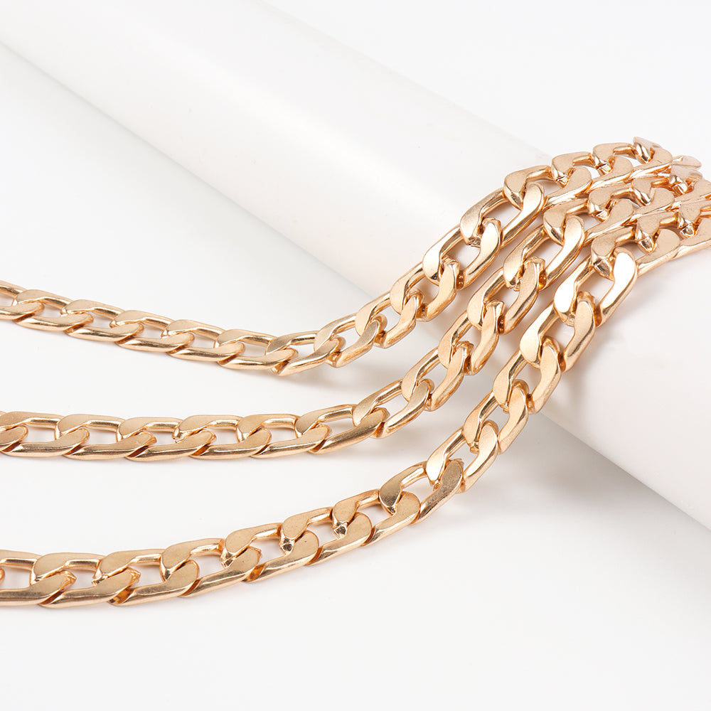 Cross-border Fashion Ladies Elastic Spring Waist Chain Golden Versatile Three-layer Chain With Dress Belt Versatile Spot