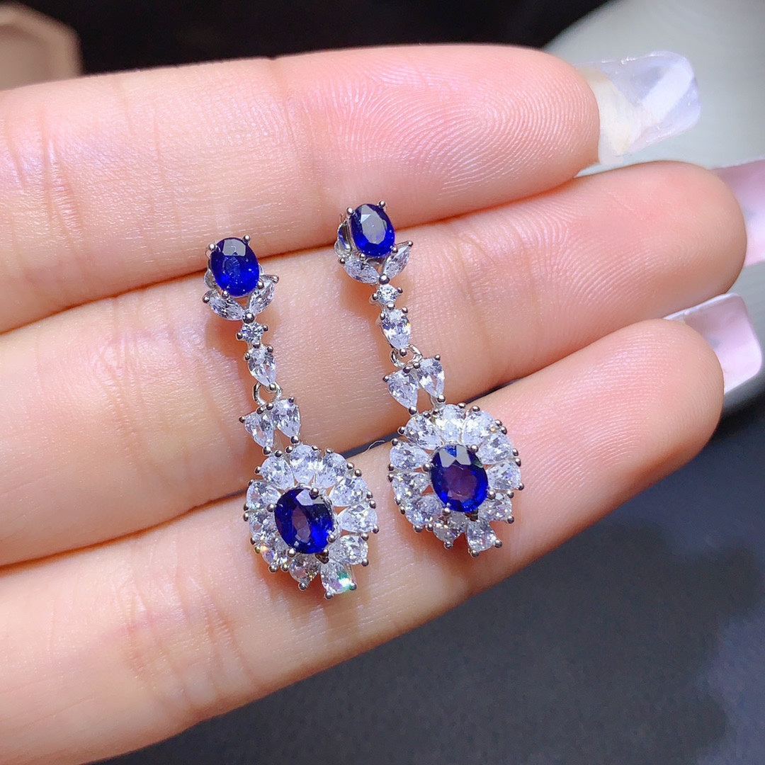 Natural Sri Lanka Sapphire Earrings Earrings Crystals