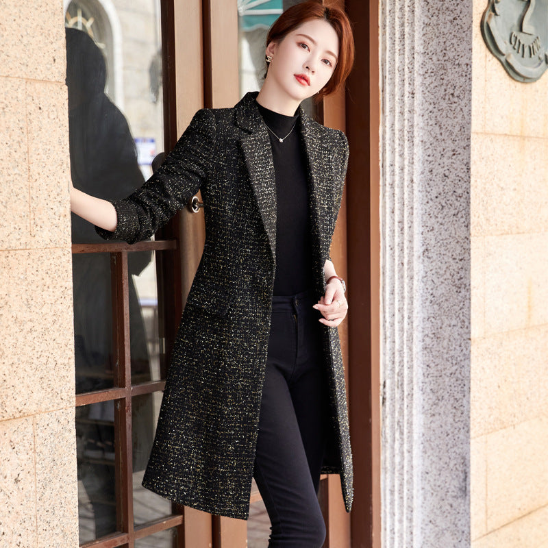 Women's Black Trench Coat Mid-length