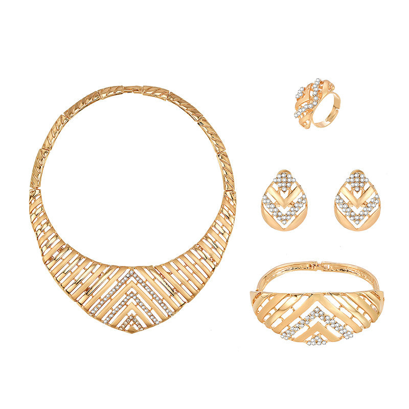 Fashion Simple Alloy First Necklace And Earrings Four-piece Set