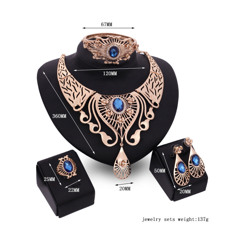 High-end Necklace Earrings Bracelet Ring Set