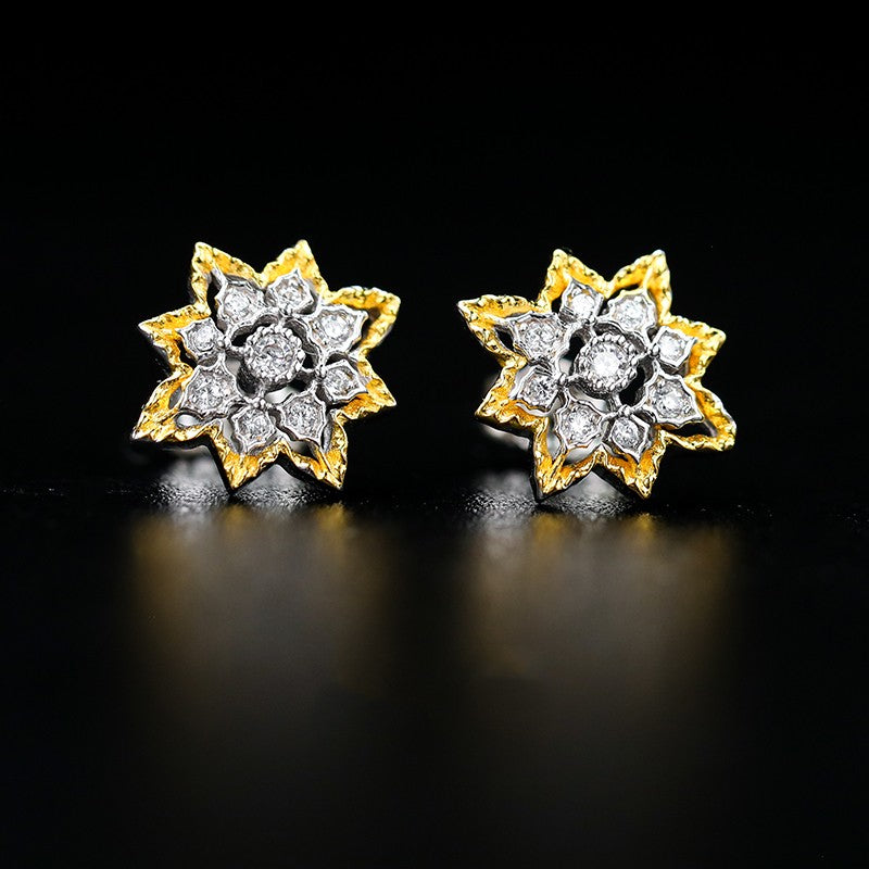 Vintage Sparkling Zircon Earrings S925 Silver Gold-plated