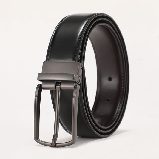 Men's Genuine Leather Business Double Sided Pin Buckle Belt