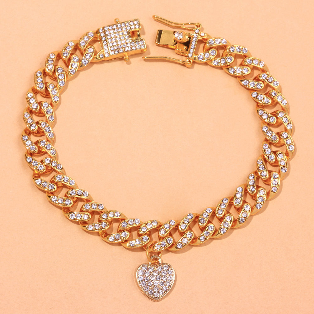 Diamond Heart Shaped Cuban Anklet Fashion Trend New Anklet