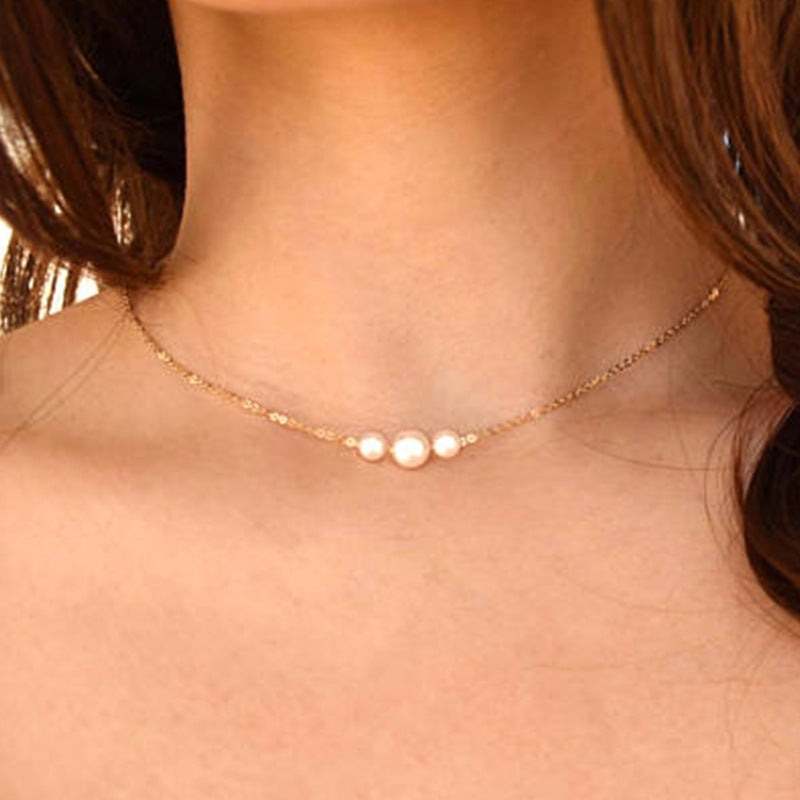 Frosty Wind Simple Pearl Clavicle Necklace