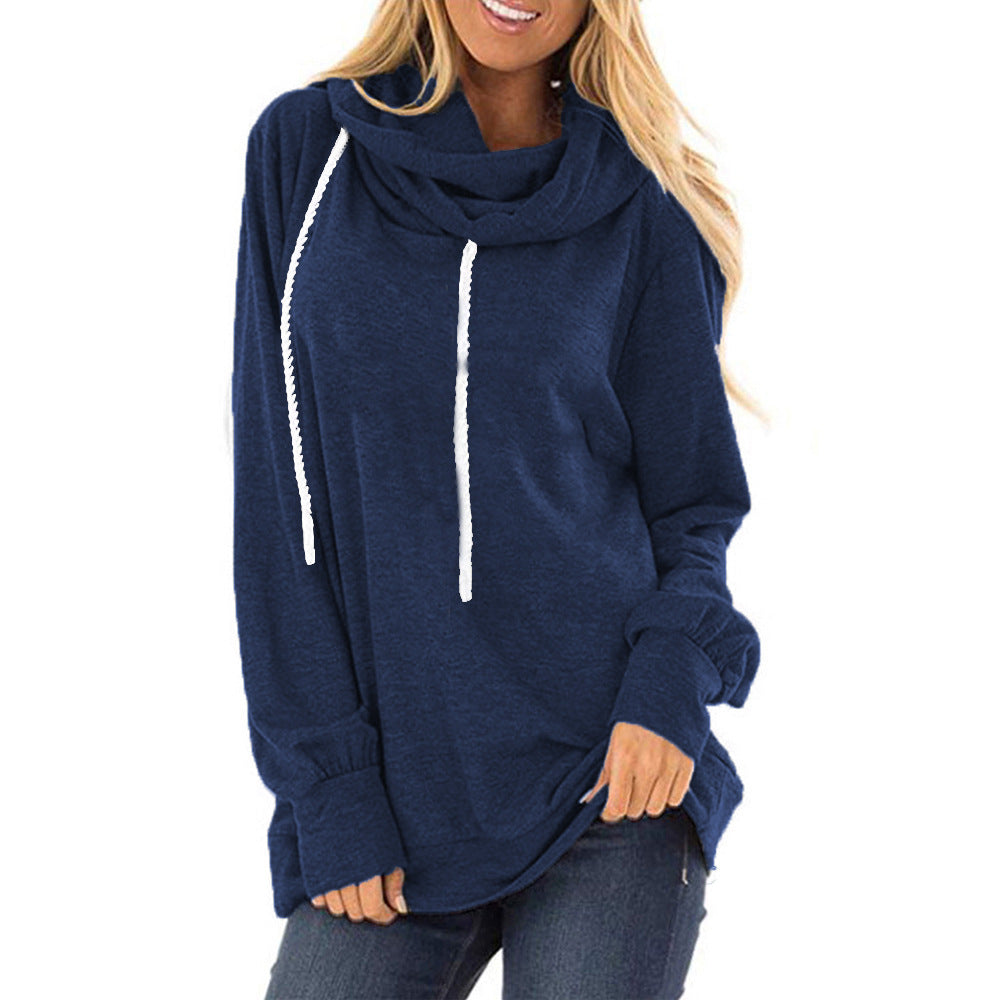 Hooded Drawstring Sweater Pullover Long-sleeved Loose Casual Women's Top