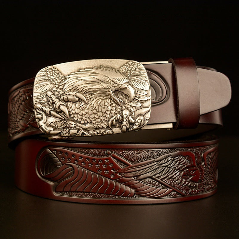 Fashion Temperament Eagle Head Automatic Buckle Men's Belt