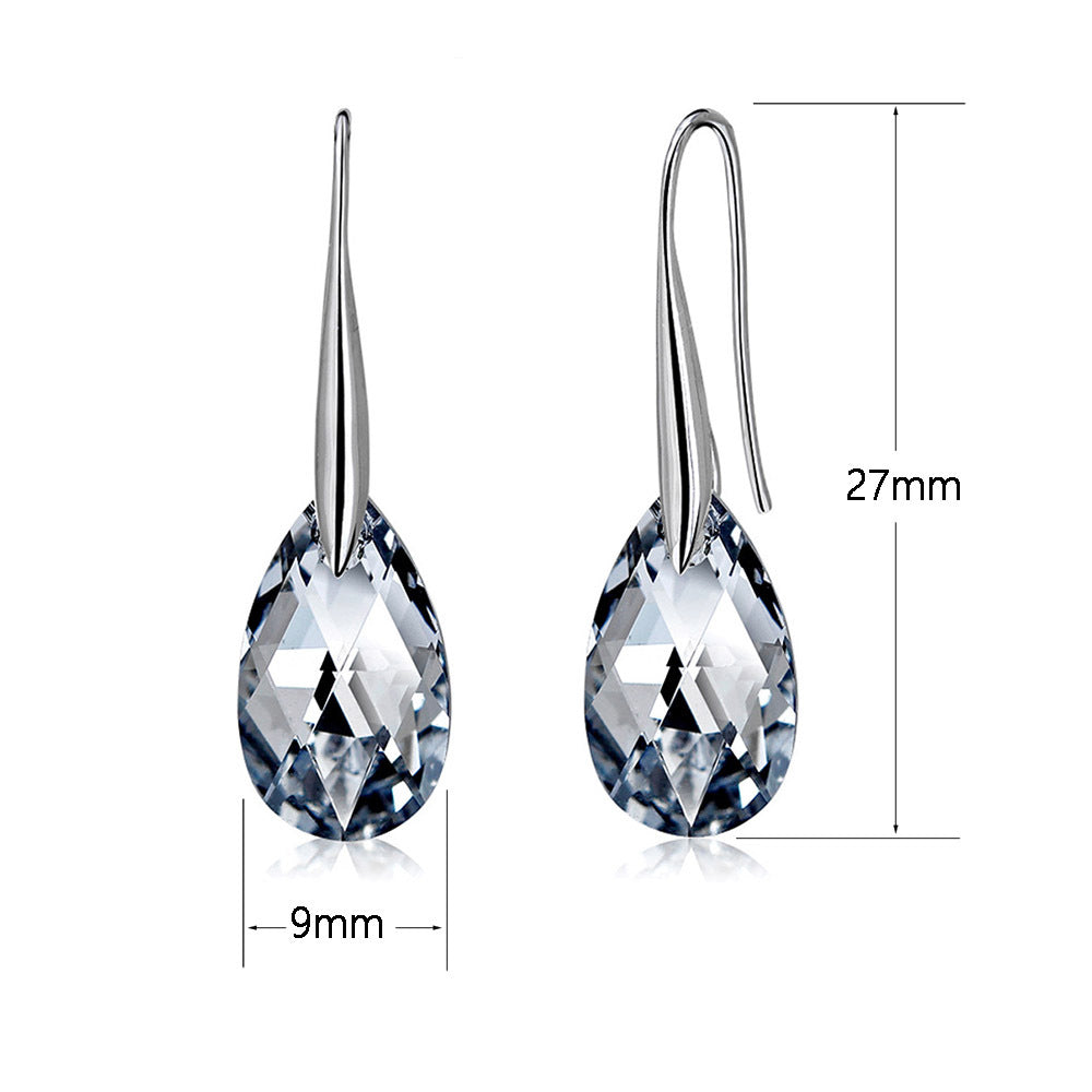 Drop-shaped Austrian Crystal Ear Hook Earrings