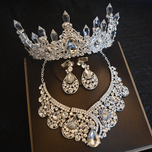 Bridal Headdress Flowers Wedding Hair Accessories Accessories Crown Necklace Earrings Three-piece Set Wedding Accessories