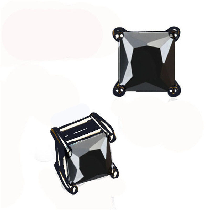 High Quality Square Zircon Magnet Stud Earrings Fashion