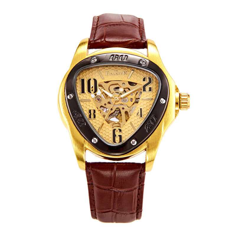 European And American Style Men's Fashion Casual Hollow Triangle Mechanical Watch