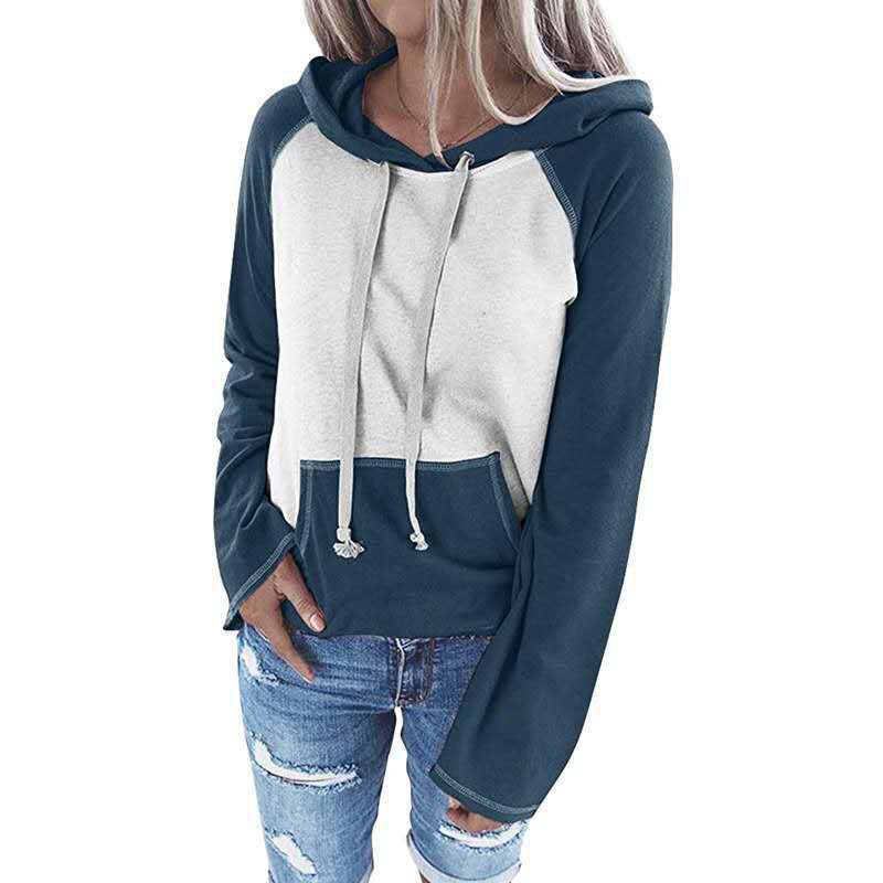 Hooded Pullover Color Matching Casual Women's Sweater