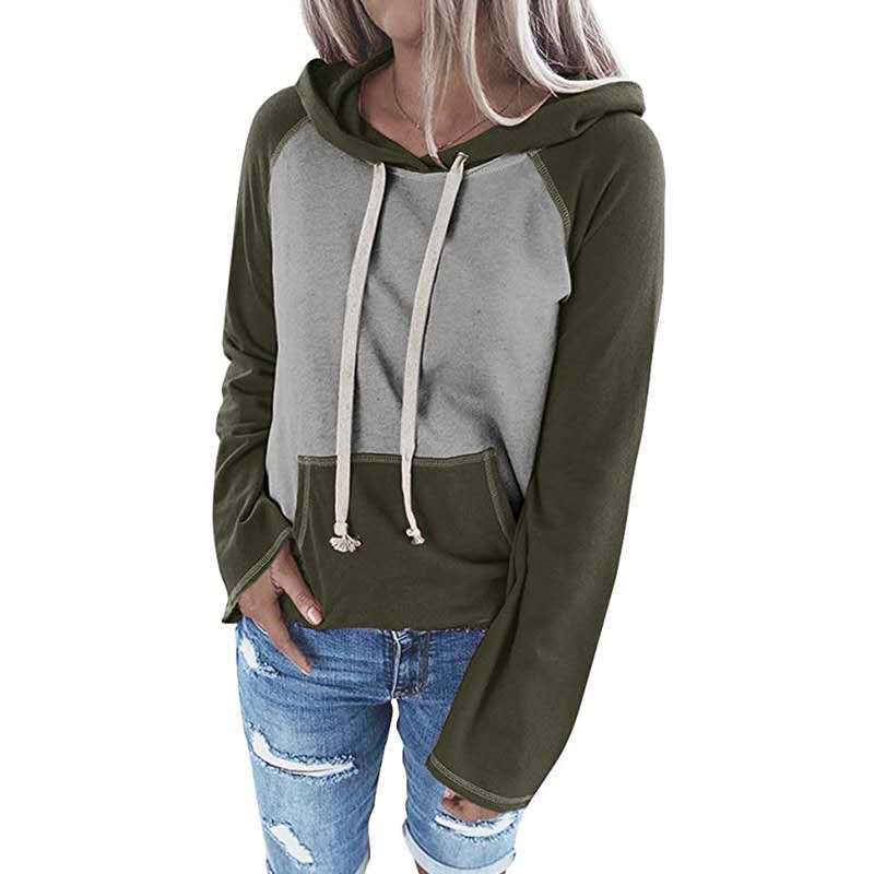 Hooded Pullover Color Matching Casual Women's Sweater