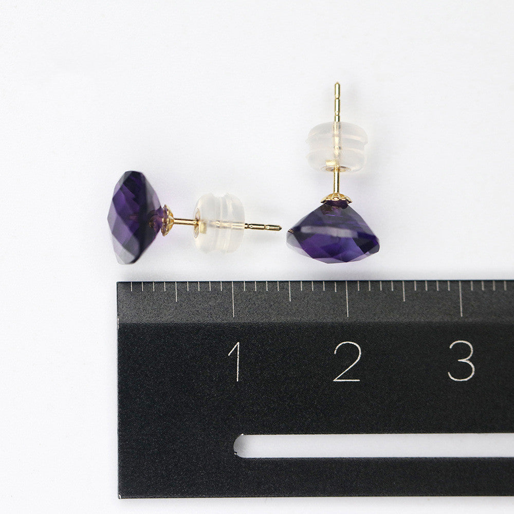 Pair Of Gold Square Crystal Stud Earrings