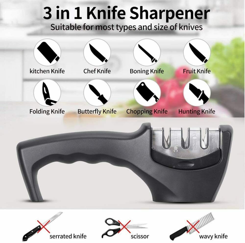 KNIFE SHARPENER Ceramic Tungsten Kitchen Knives Blade Sharpening System Tool USA