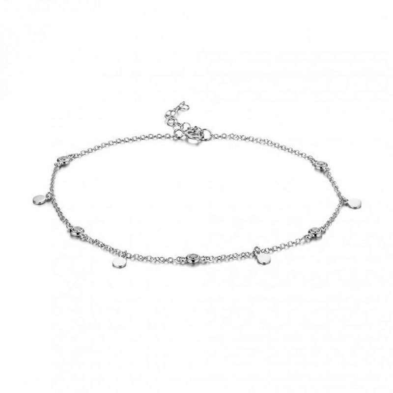 Creative Double Layer Alloy Wafer Sequins Rhinestone Anklet