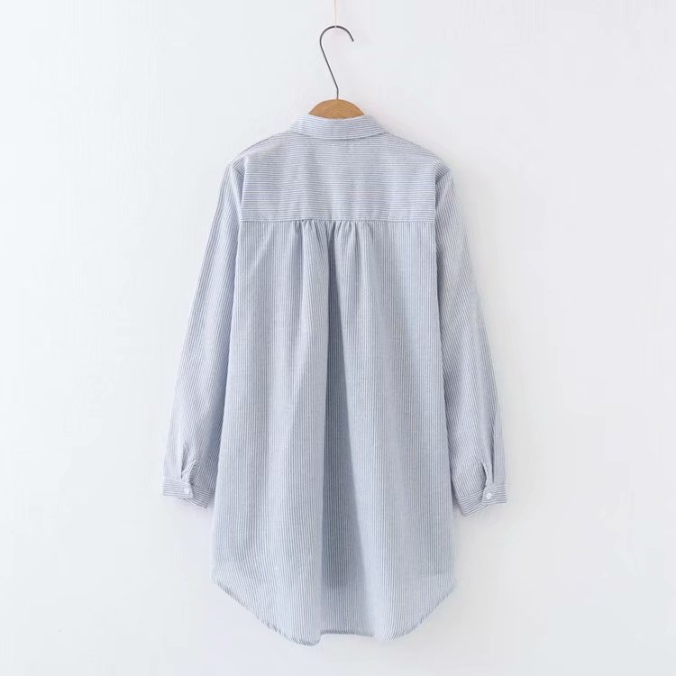 Mid-length Cotton And Linen Embroidery Long-sleeved Shirt