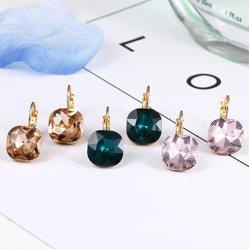 Fashion Gold Color Earring For Women Crystal Cubic Zirconia Stud Earrings