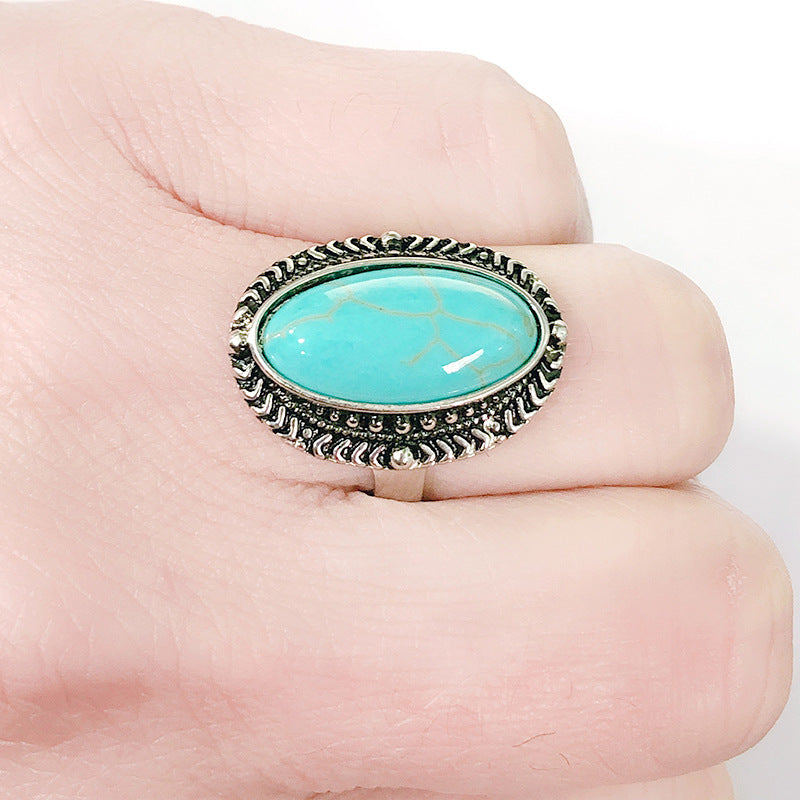 Vintage Oval Turquoise Rings For Men And Women