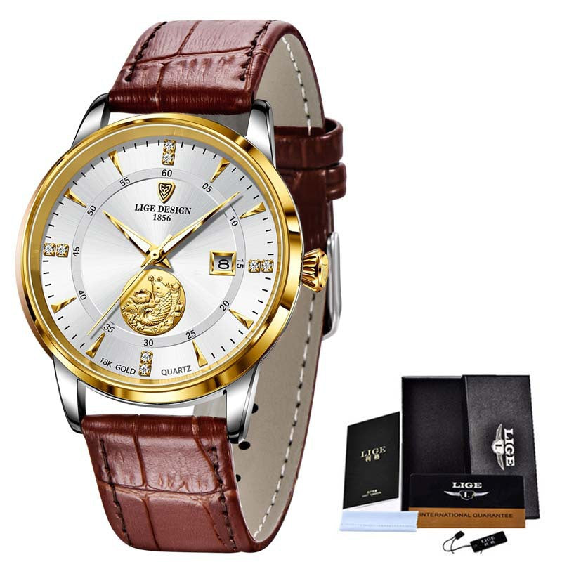 Mechanical Watch Fish Leap Longmen Watch Double Calendar Mechanical Watch Men's Waterproof