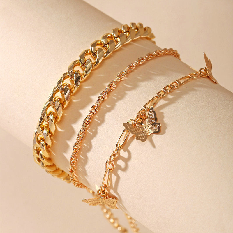 Accessories Creative And Simple Double-layer Diamond-studded Snake Bone Anklet