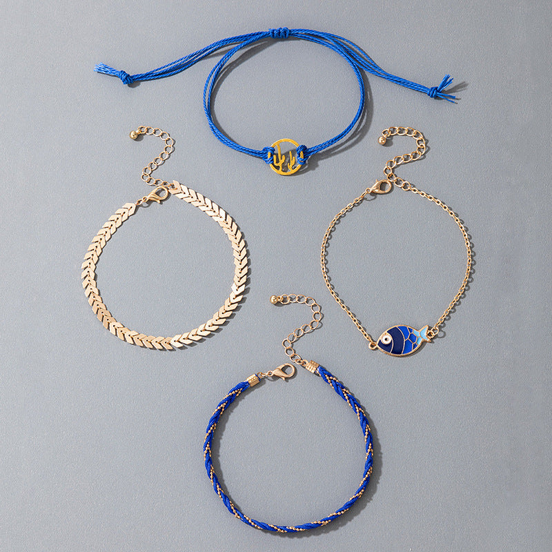 Ocean Element Beach Style 4-Piece Anklet