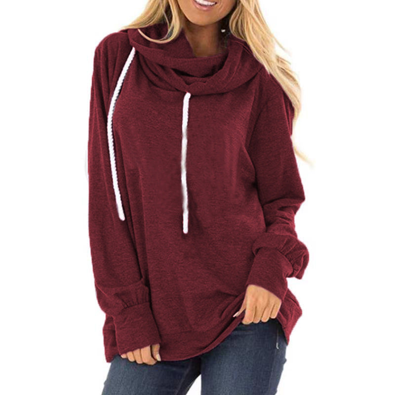 Hooded Drawstring Sweater Pullover Long-sleeved Loose Casual Women's Top