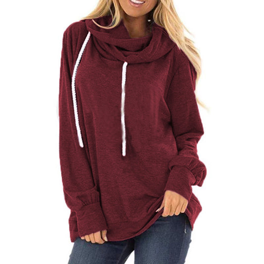 Hooded Drawstring Sweater Pullover Long-sleeved Loose Casual Women's Top