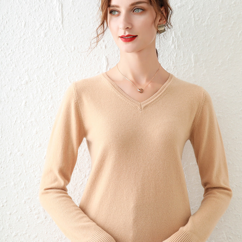 Loose Slimming Low-neck Knitted Bottoming Shirt