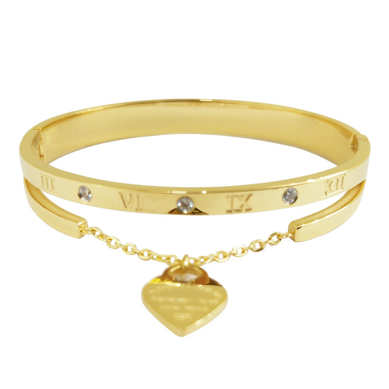 Women's Lettering Gold Titanium Steel Bracelet
