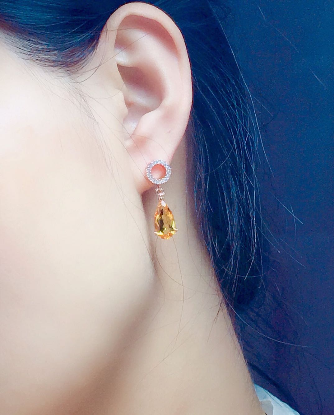 Citrine Earrings Crystal Transparent Luster Good Color Transparent